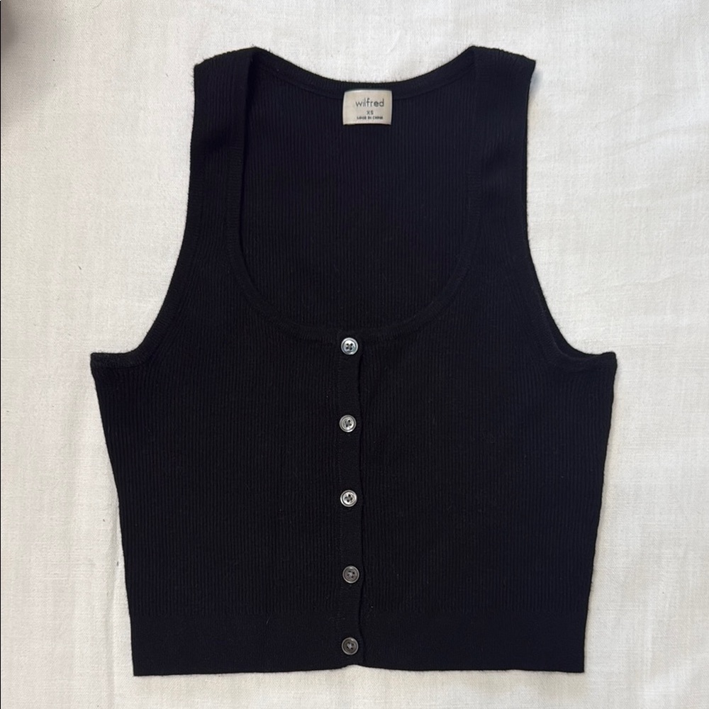 Wilfred Black Buttoned Ribbed Tank Top